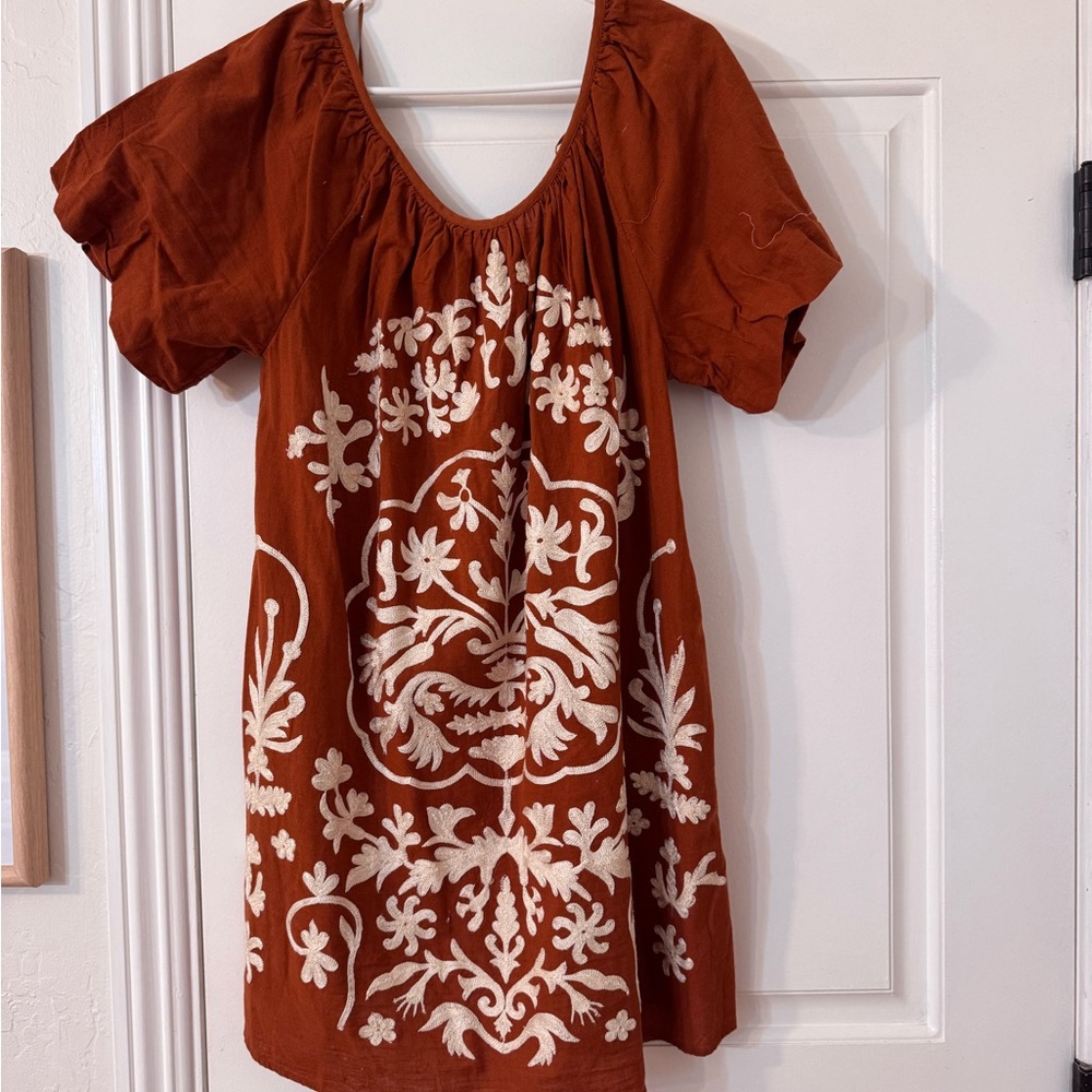 Free people embroidered mini dress size M
